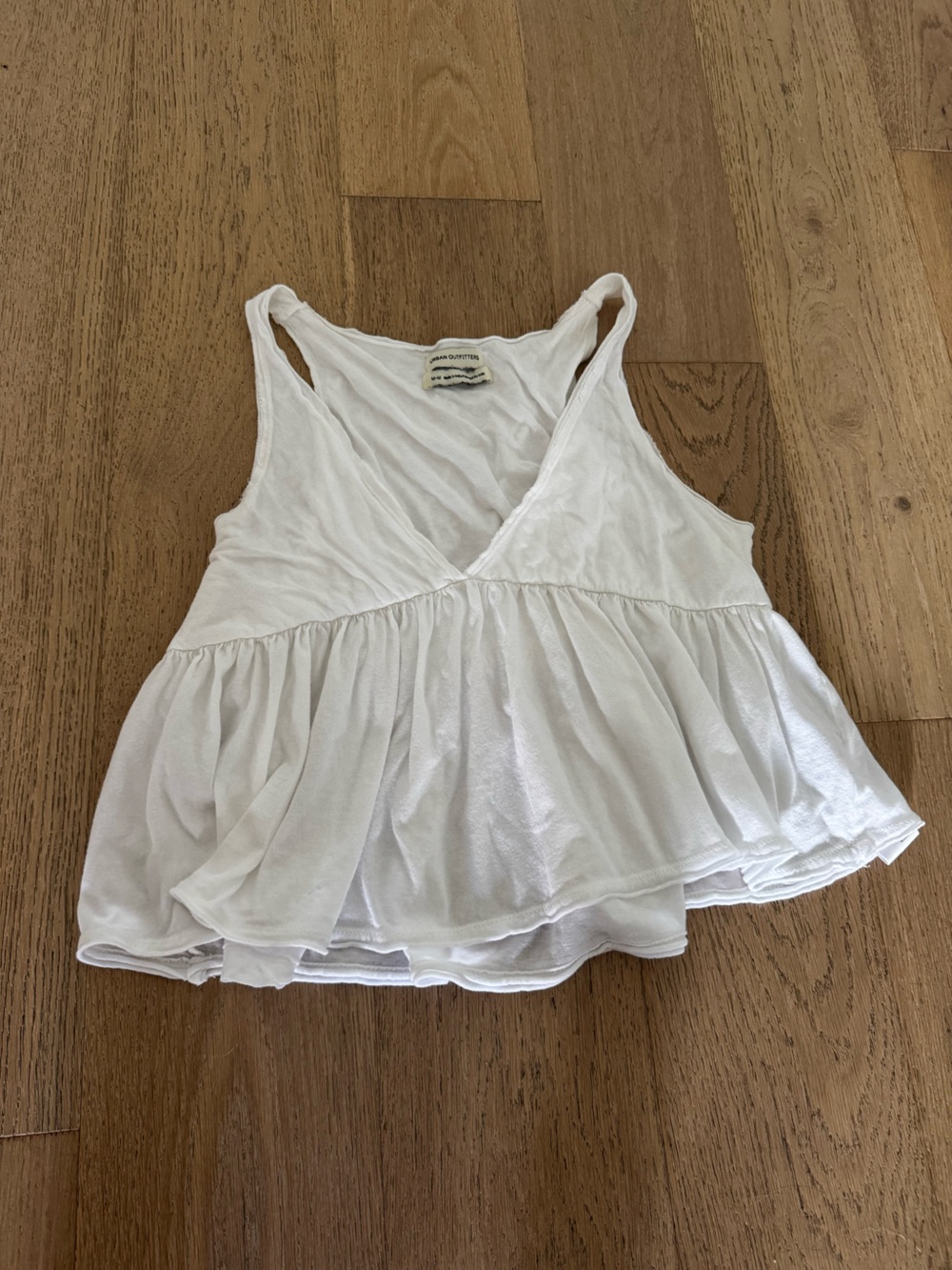 Urban Outfitters White Tiered Peplum Tank Top Size M Flowy Babydoll